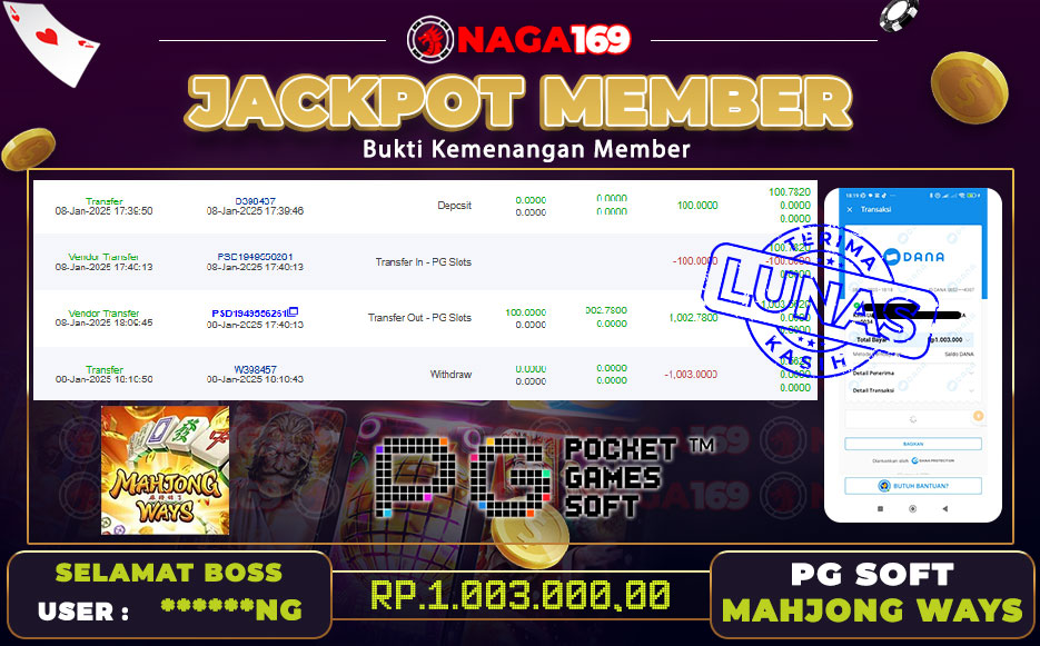 Jackpot MAHJONG WAYS IDR1003000,- SUKSES