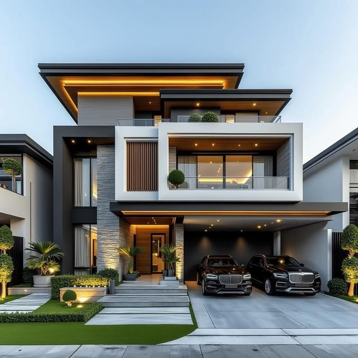The Aurora Cube G+2 Luxury Residence — 3D Elevation · G+2 Luxury Villa in Bengaluru
