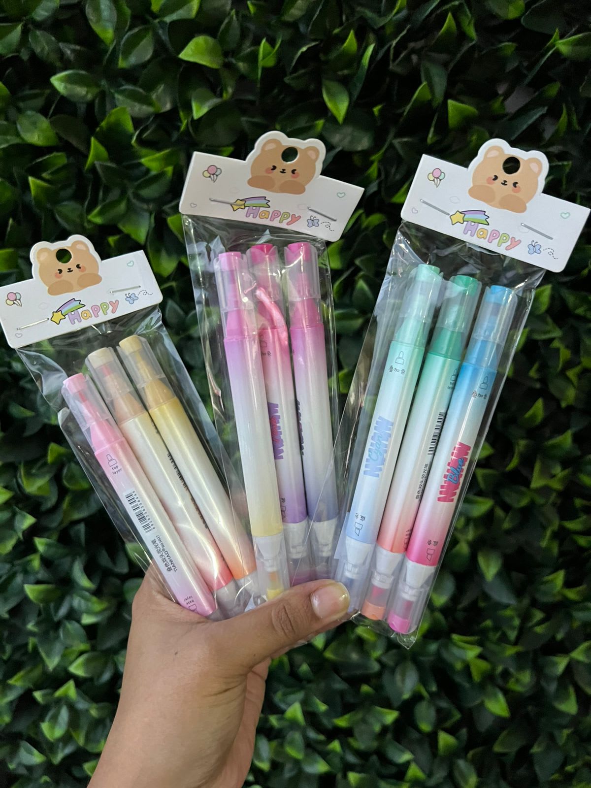 Resaltadoresx 3 doble punta Happy