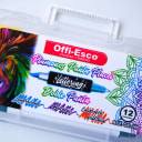 Vista 2 de Set en estuche plástico de plumones Offi-Esco doble punta 12 colores