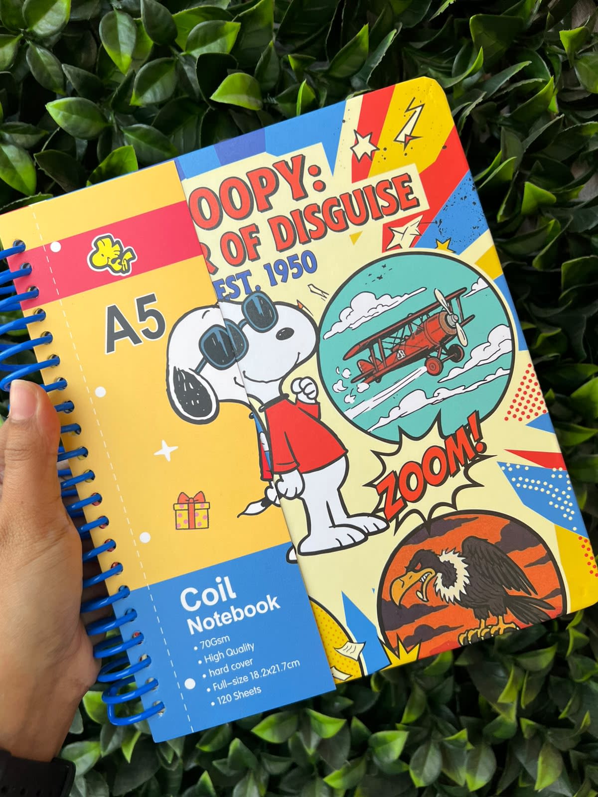 Cuaderno 5 materias Argollado Snoopy Amarillo
