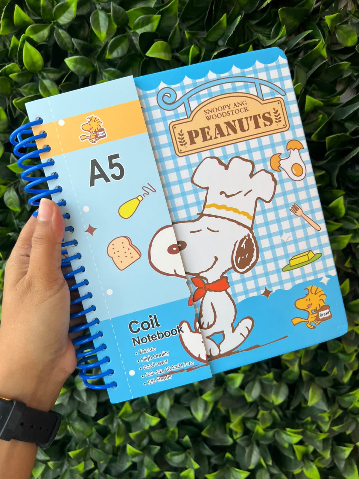 Cuaderno 5 materias Argollado Snoopy Azul
