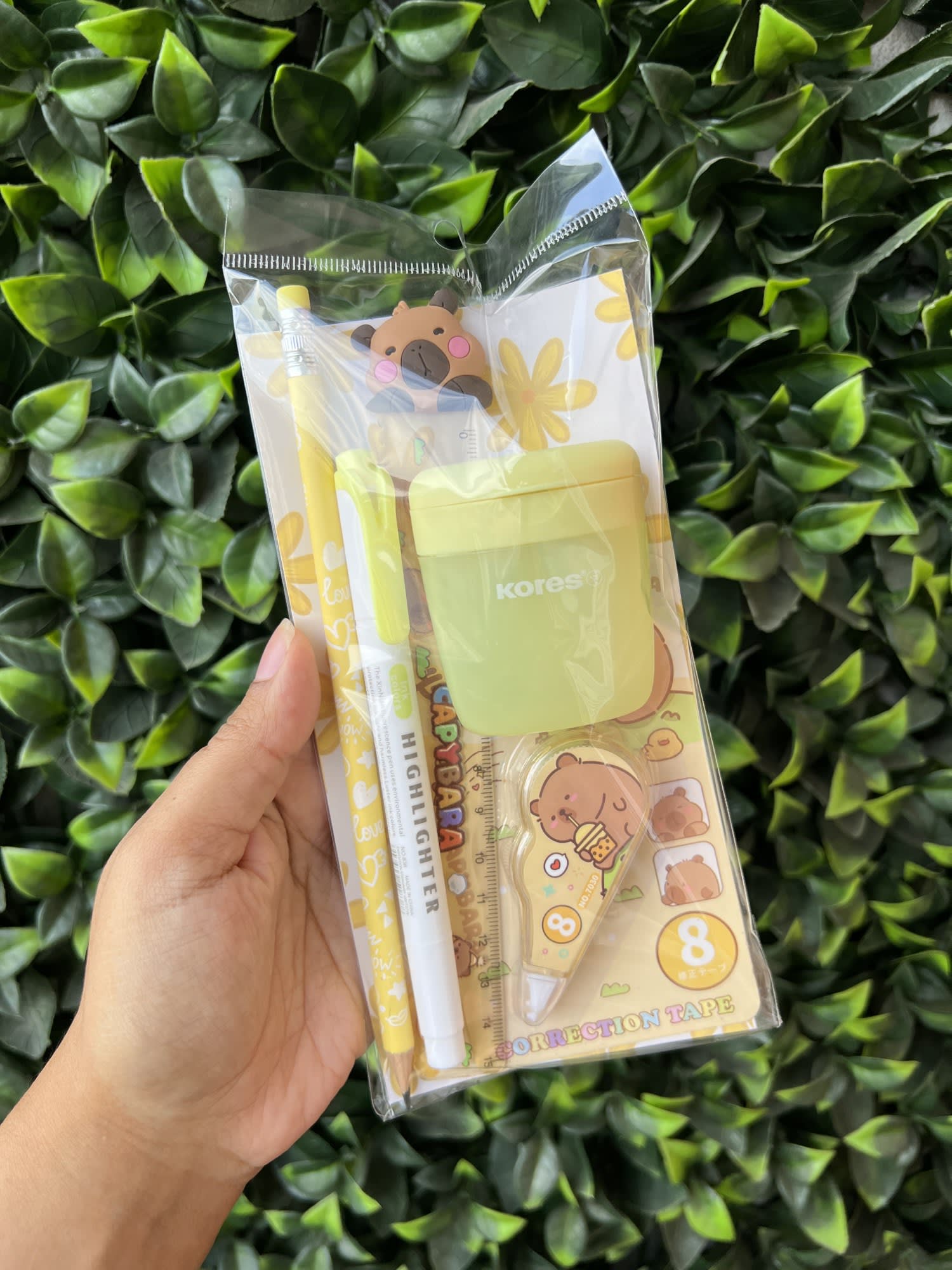 Kit kawaii amarillo pastel x 5 productos