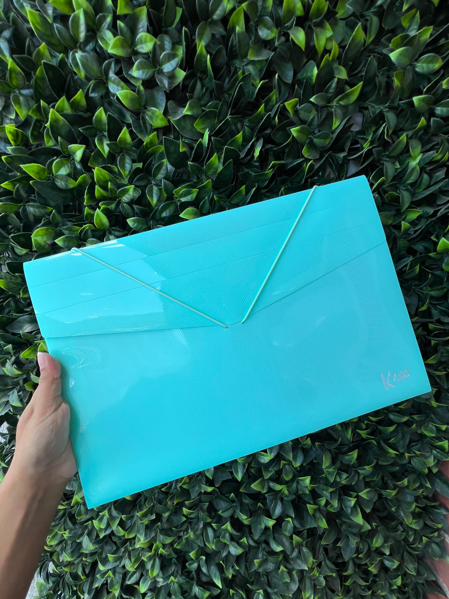 Carpeta plástica oficio verde pastel