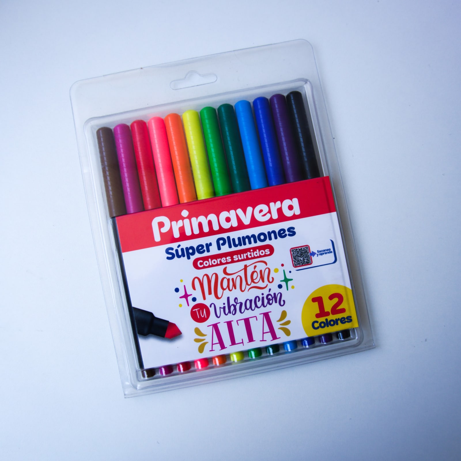 Set de plumones Primavera punta cónica 12 colores 