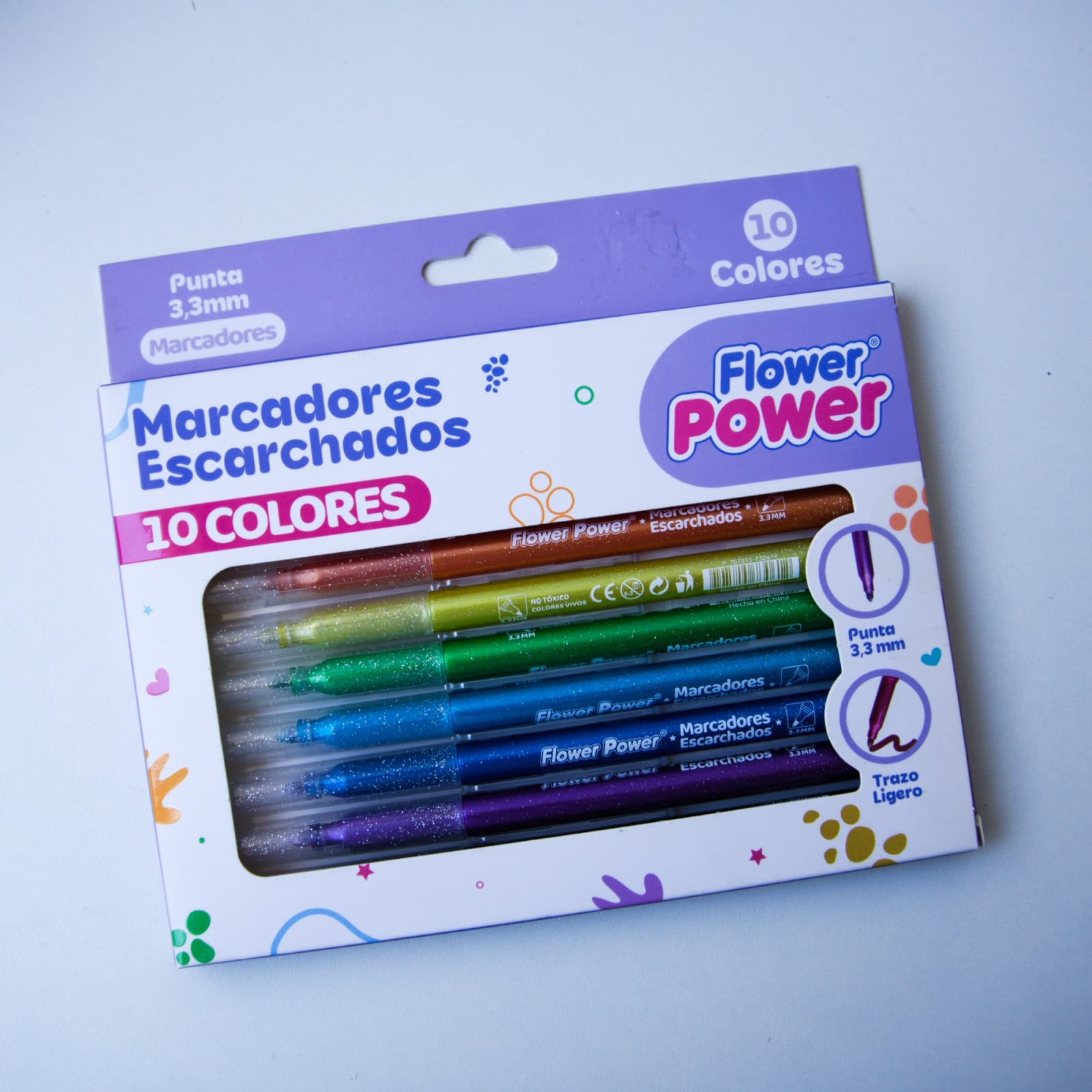 Set de marcadores escarchados Flower Power 10 colores