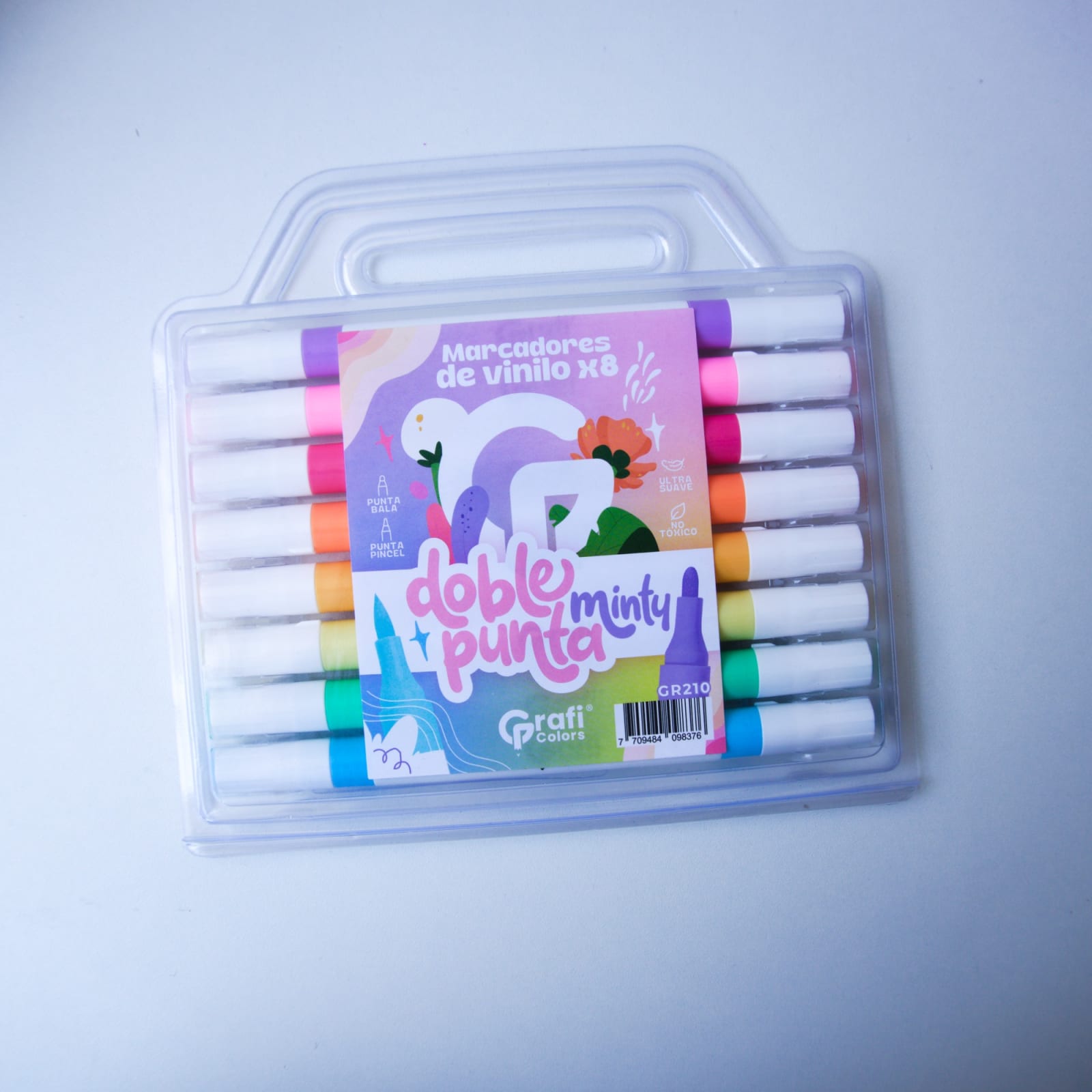Set de marcadores acrílicos Grafi Colors doble punta 8 colores pastel