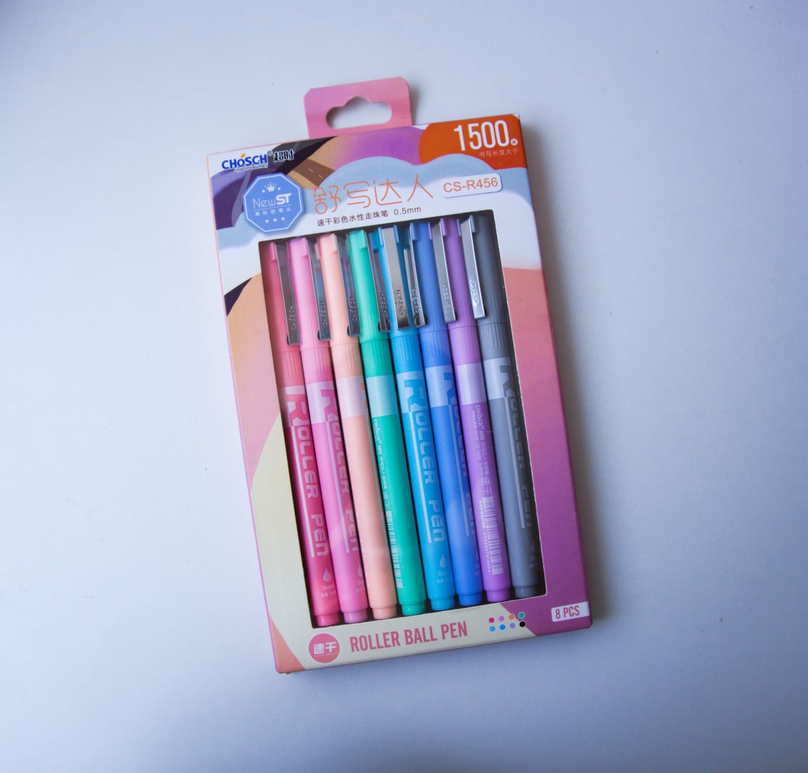 Set de lapiceros Roller punta fina 8 colores pastel