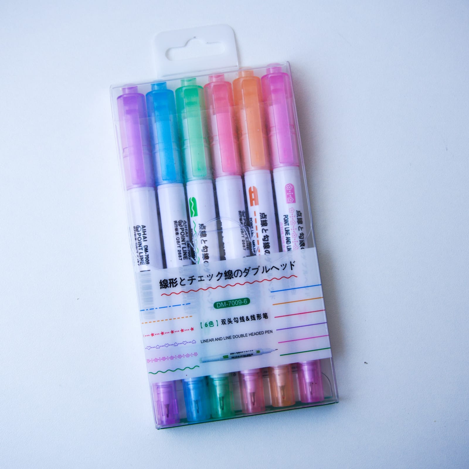 Set de micropuntas doble punta con rodillo de diseños decorativos por 6 colores