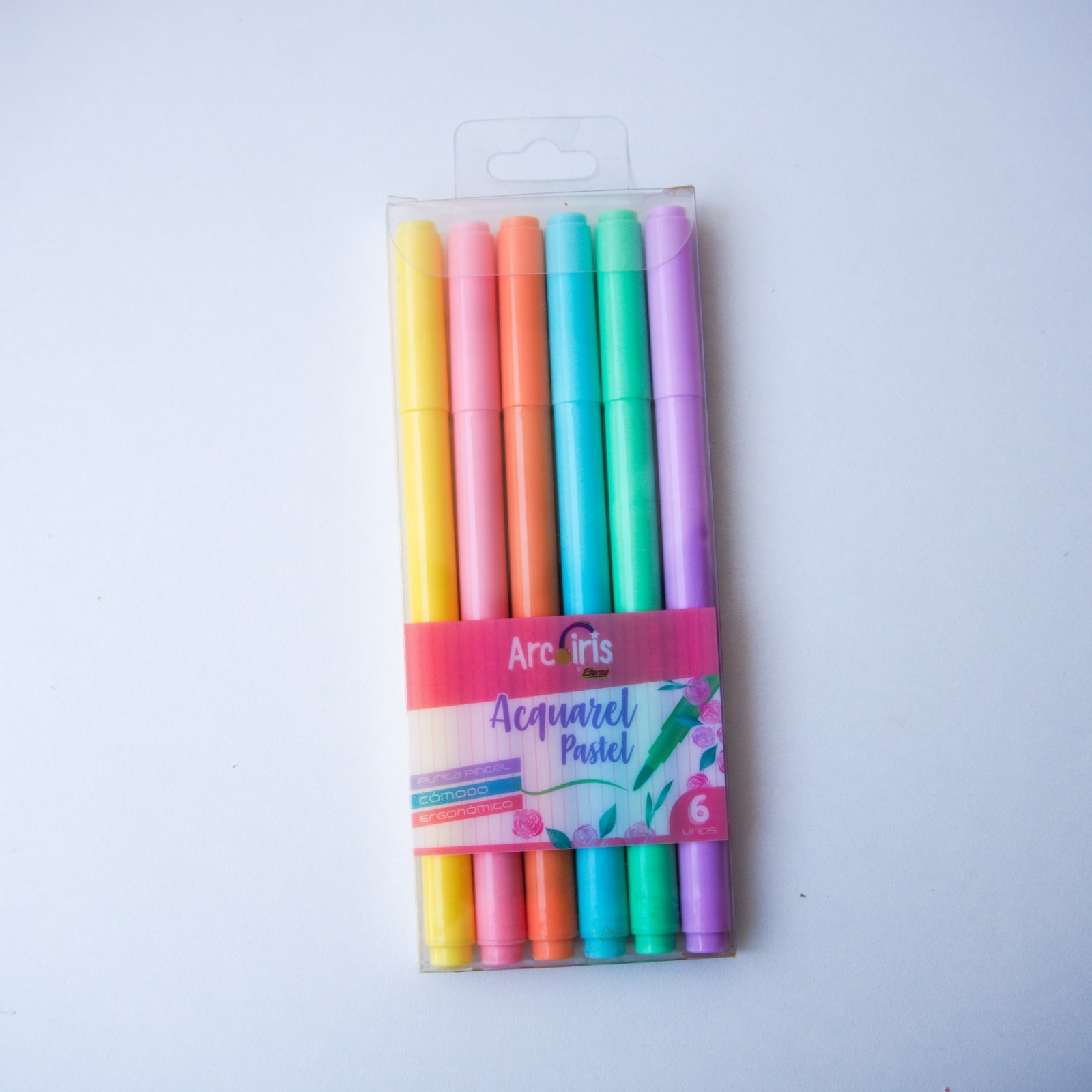 Set de plumones Arcoiris ETERNA punta pincel 6 colores pastel