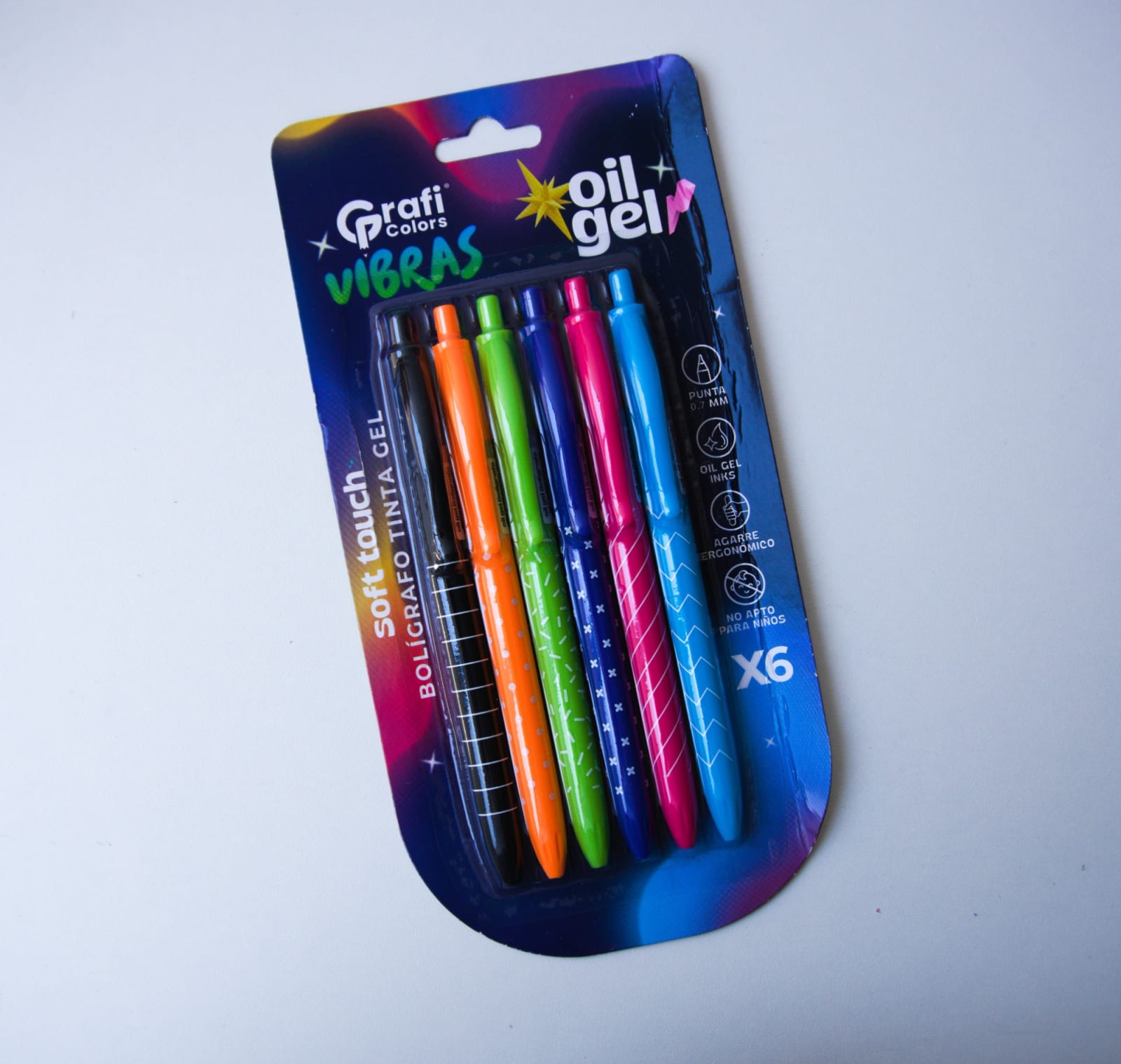 Set de lapiceros retráctil Grafi Colors Vibras 6 colores 