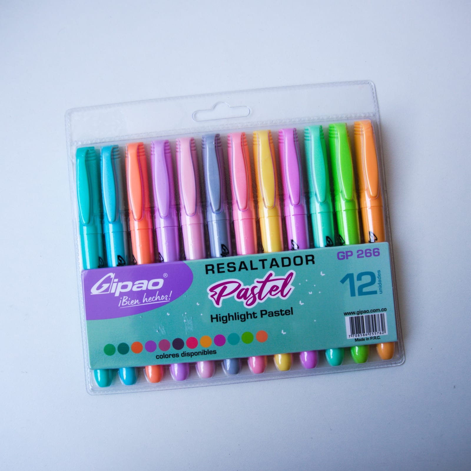 Set de resaltadores Gipao 12 colores pastel