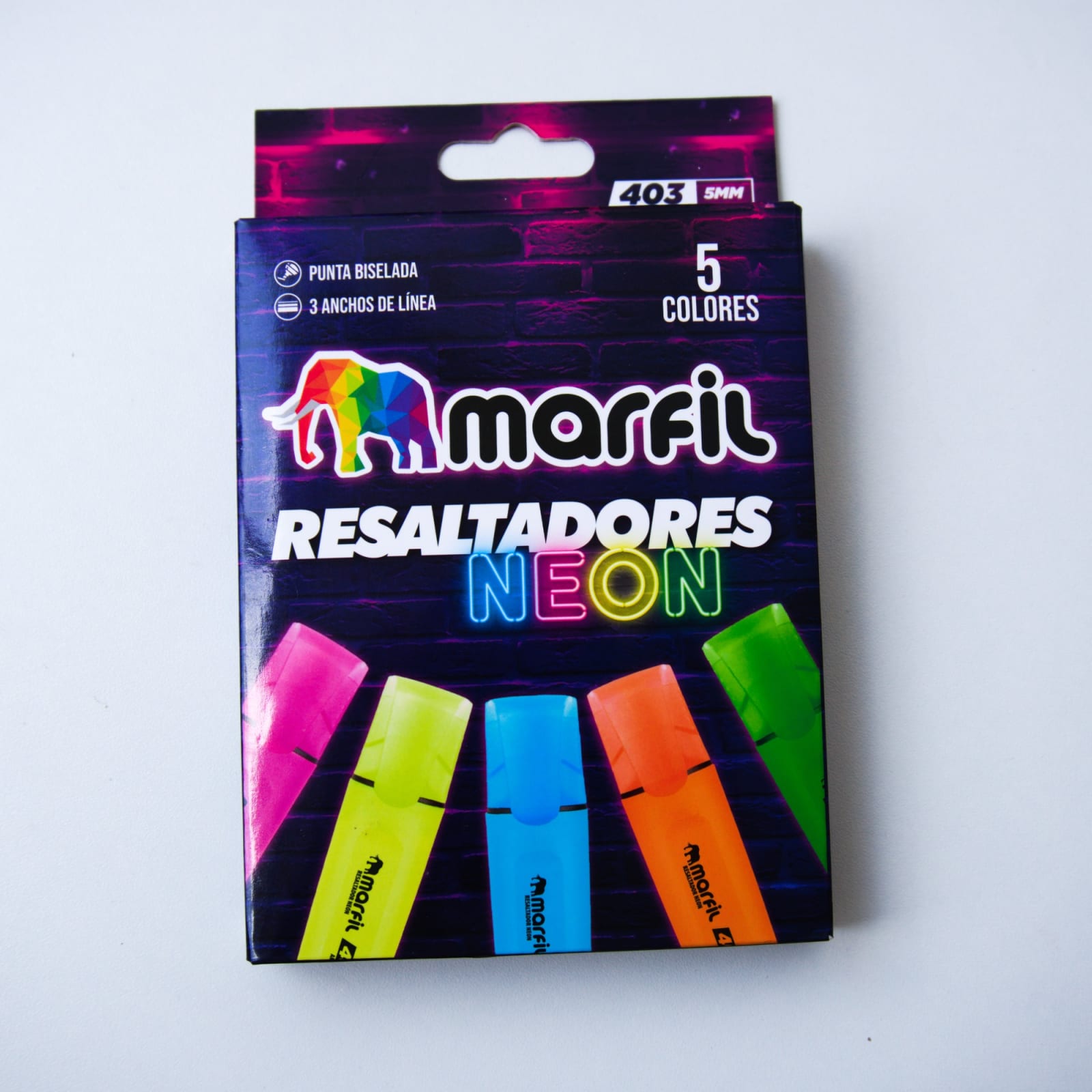 Set de resaltadores Marfil 5 colores neón