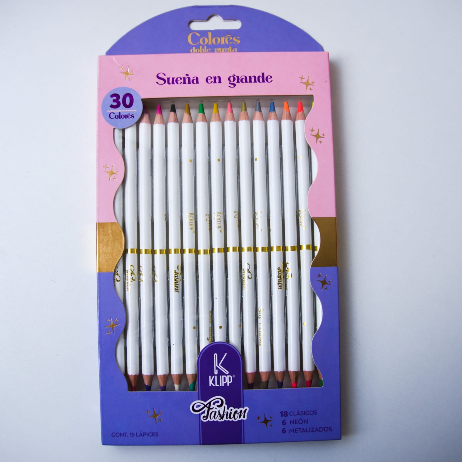 Set de colores Klipp Fashion doble punta 15 piezas (30 colores)