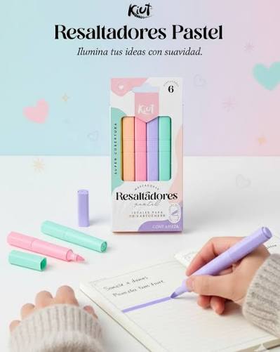 Set de resaltadores KIUT 6 colores pastel