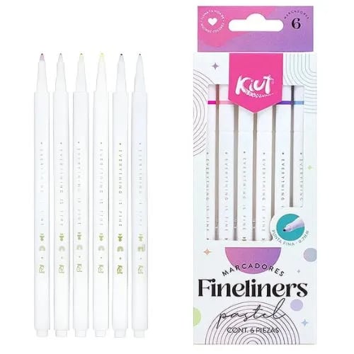 Set de marcadores fineliners KIUT 6 colores pastel