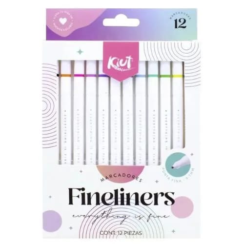 Set marcadores fineliners KIUT 12 colores pastel