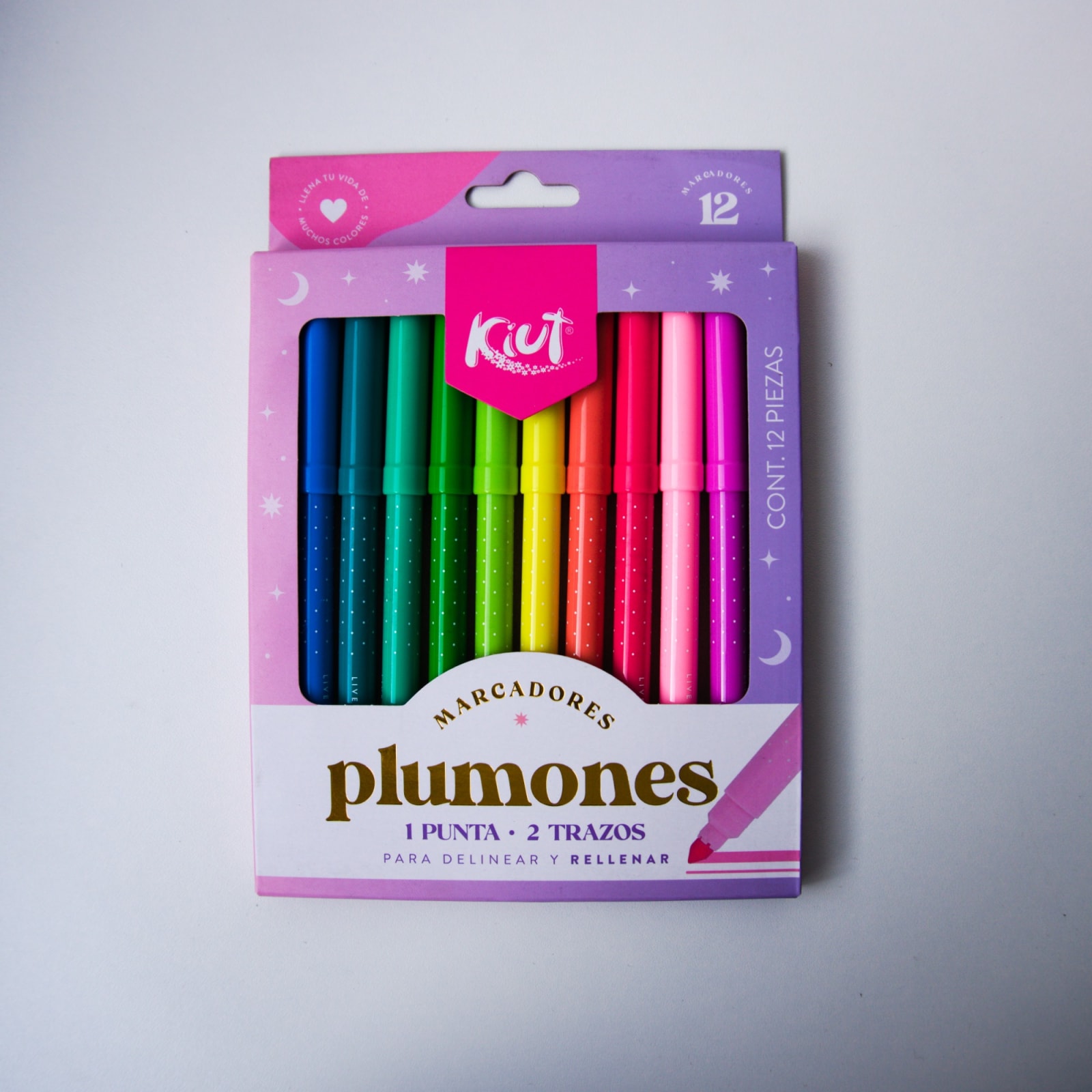 Set de plumones KIUT punta cónica 12 colores