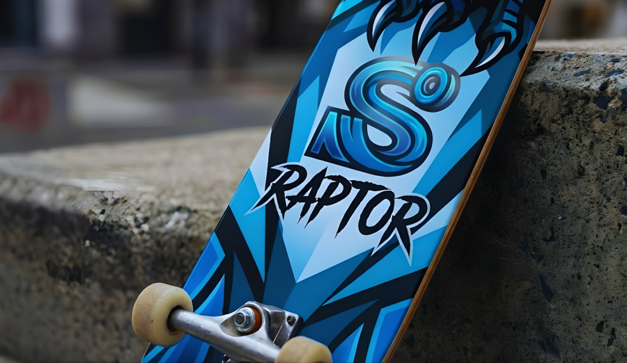Scaters Raptor Skateboard 2026 Edition - Full Deck View with Carbon-X Core