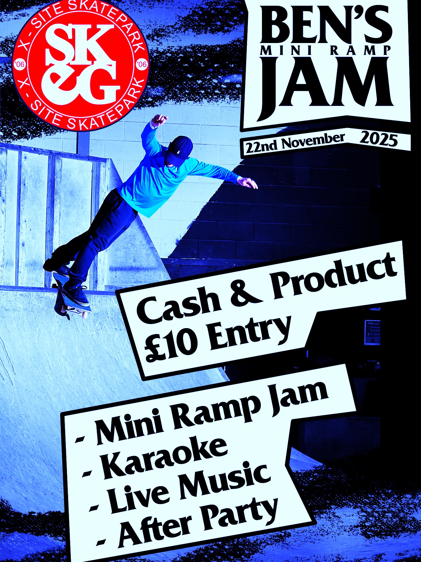 Ben's Mini Ramp Jam Skateboarding Event Poster - Skegness