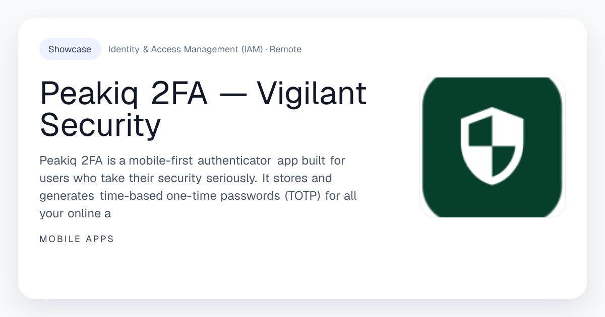Peakiq 2FA — Vigilant Security preview