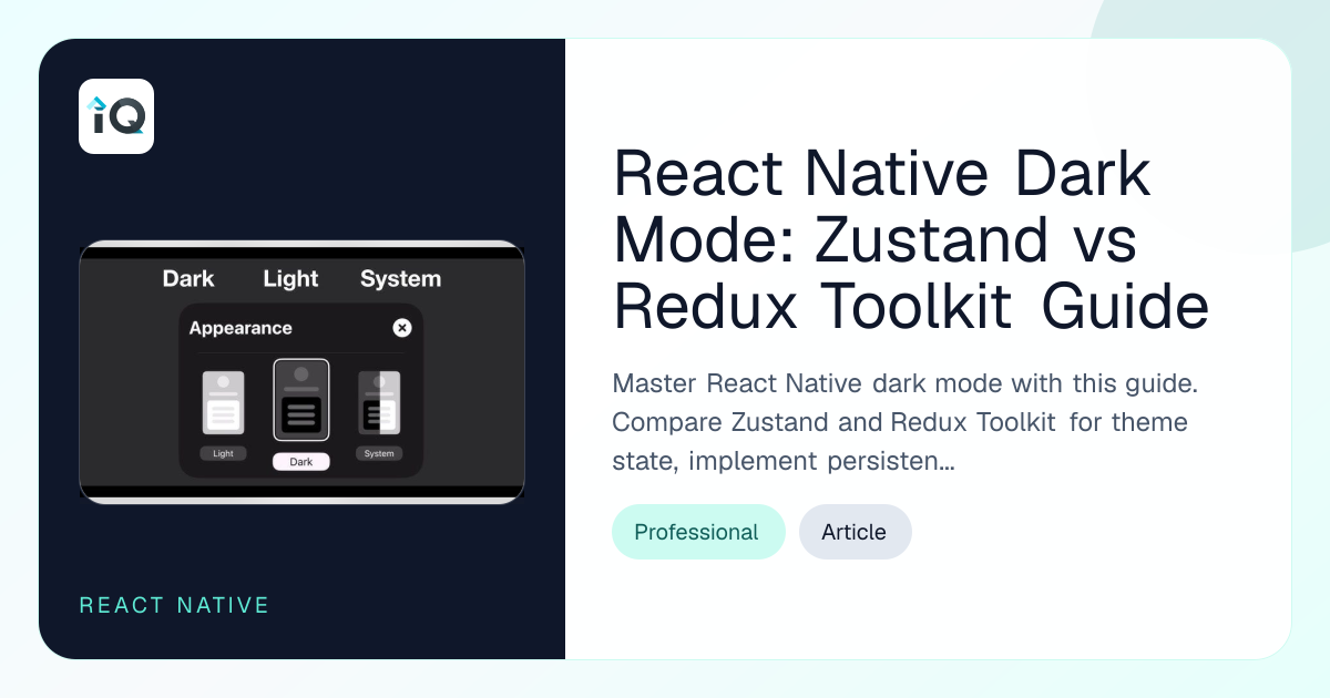 How to Handle Dark Mode in React Native with Zustand and Redux Toolkit