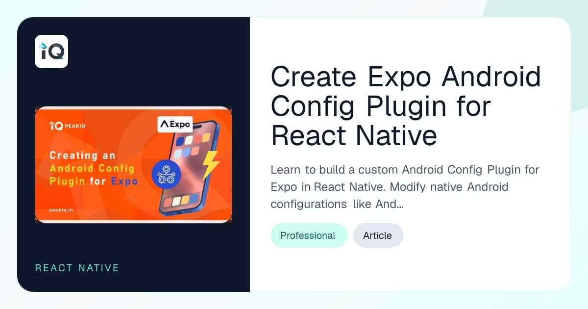 Creating an Android Config Plugin for Expo in React Native