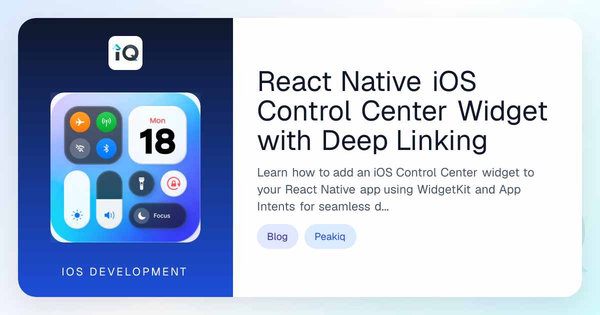 Adding an iOS Control Center Widget With Deep Linking to a React Native App