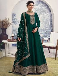 Bottle Green Floor Length Anarkali