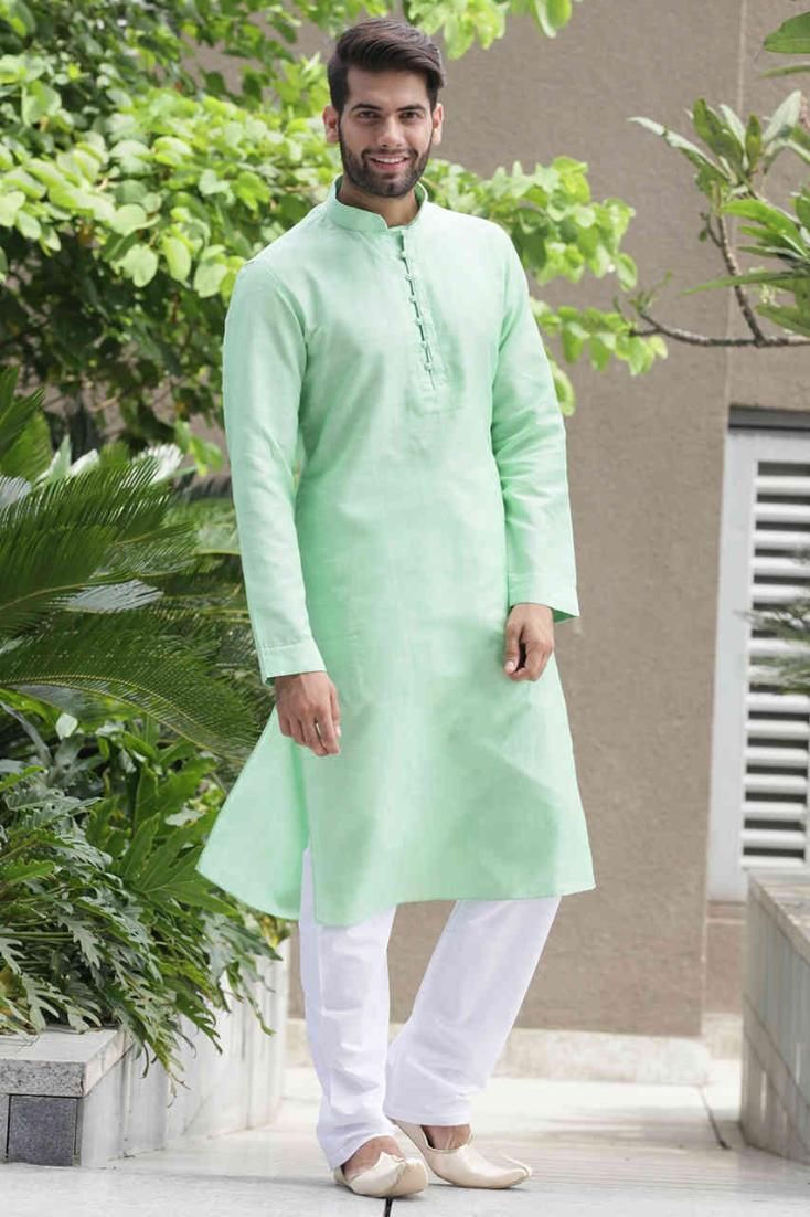 Sea Green Men’s Short Pathani Kurta