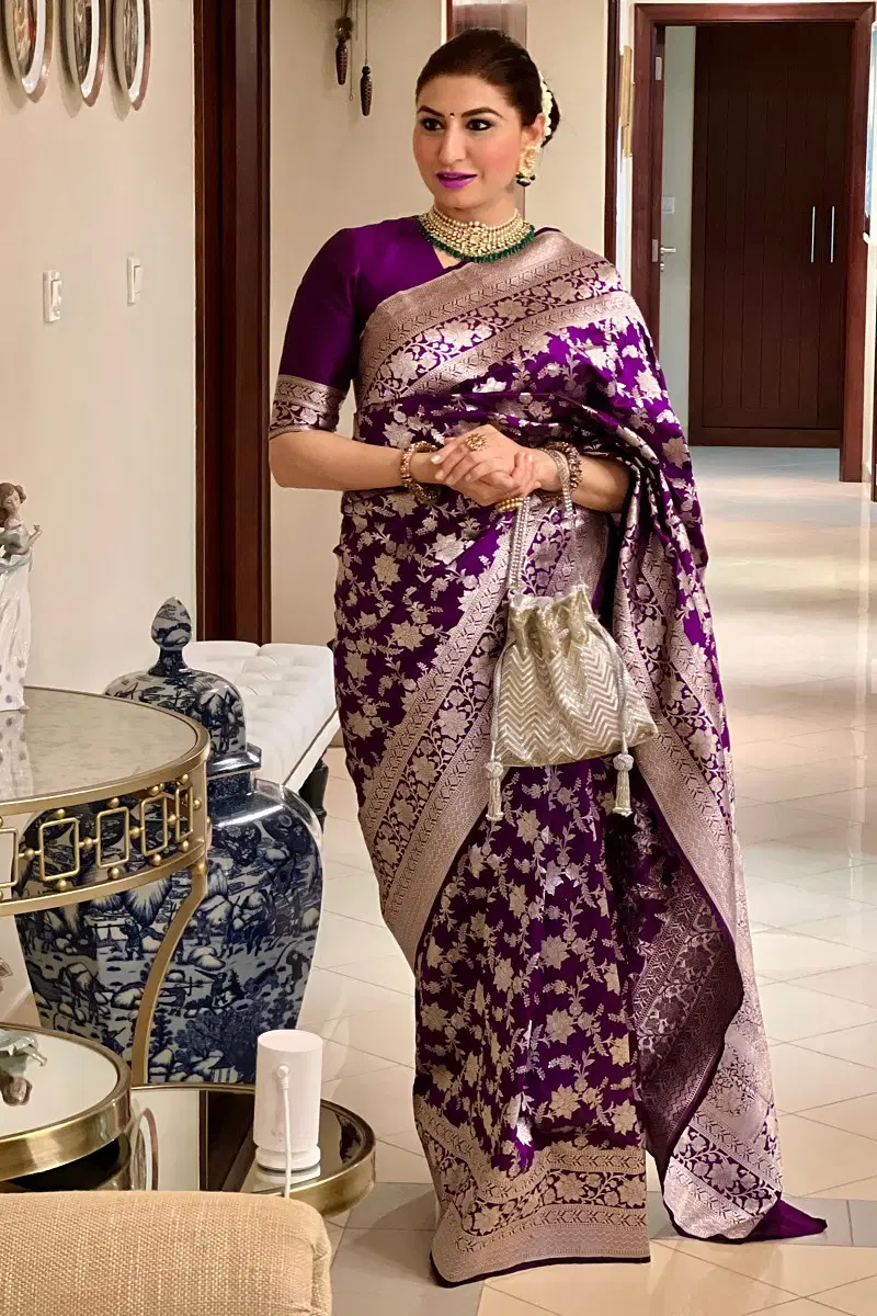 Royal Purple Zari Woven Banarasi Saree