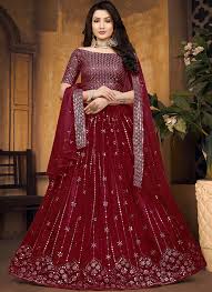 Heavy Mirror Work Red Bridal Lehenga
