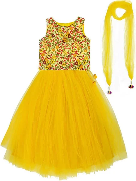 Kids’ Sunshine Yellow Ruffle Lehenga Set