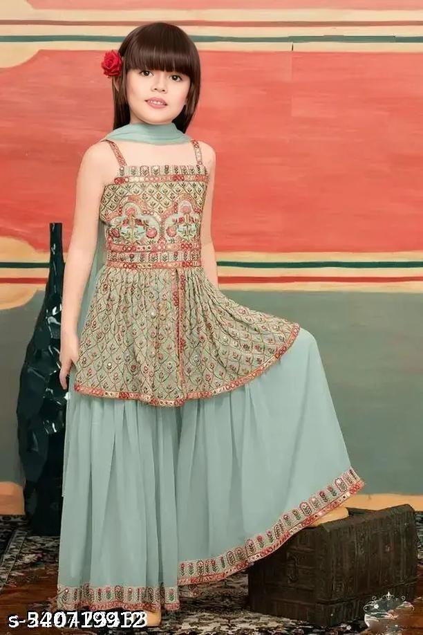 Kids’ Pistachio Green Embroidered Kurta Set