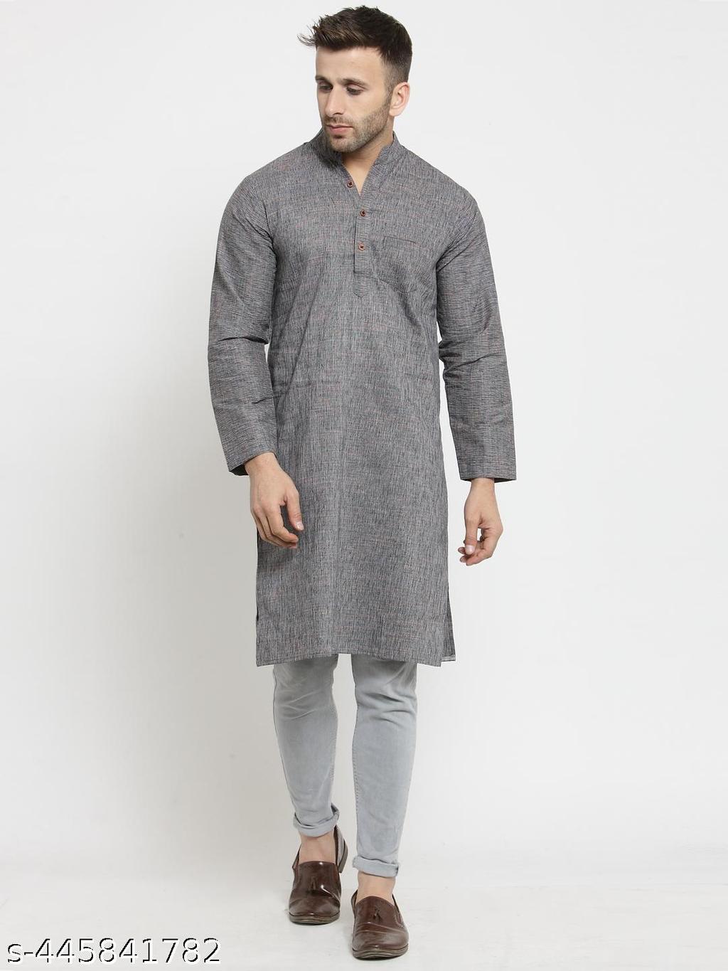 Men’s Slate Grey Festive Cotton Kurta
