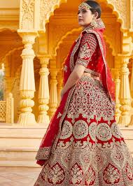 Crimson Handcrafted Velvet Bridal Lehenga