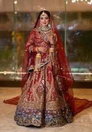 Crimson Red Bridal Embroidered Net Lehenga