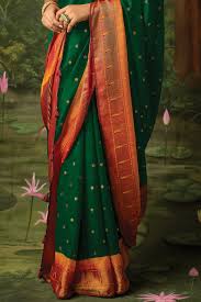 Bottle Green Paithani Silk Saree
