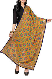 Mustard Yellow Phulkari Work Dupatta