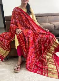 Ruby Red Bandhani Printed Silk Dupatta