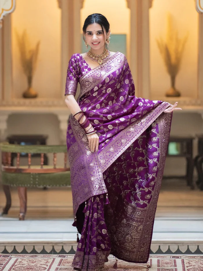 Royal Purple Banarasi Saree with Rich Pallu