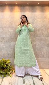Mint Green Chikankari Cotton Kurti