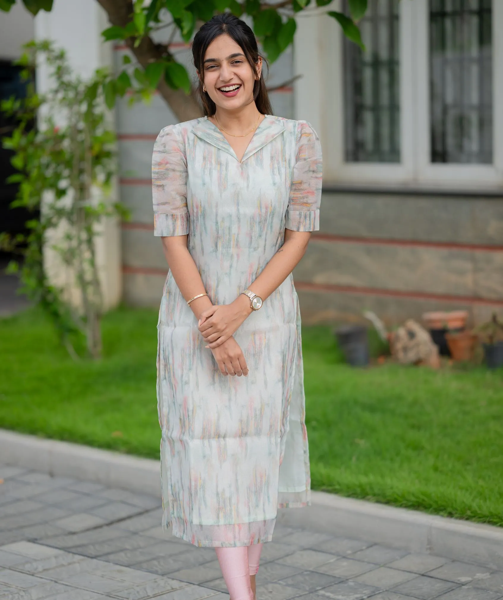 Pastel Green Embroidered Straight Kurti with Sequin Highlights