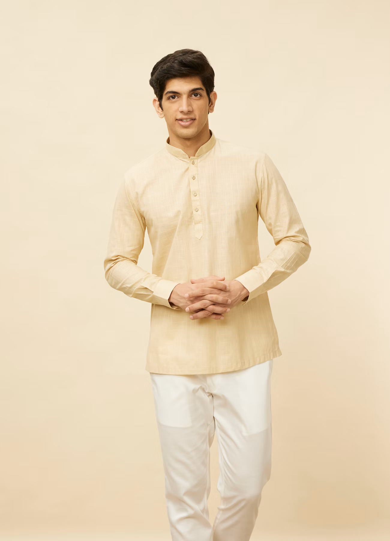 Men’s Sand Beige Festive Short Kurta