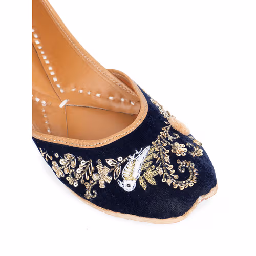 Midnight Blue Velvet Jutti