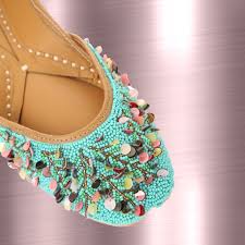 Turquoise Garden Floral Jutti