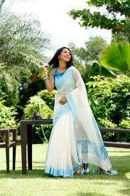 Azure Garden Linen Saree