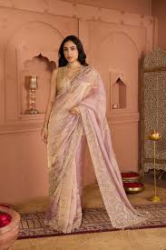 Lilac Breeze Satin Saree