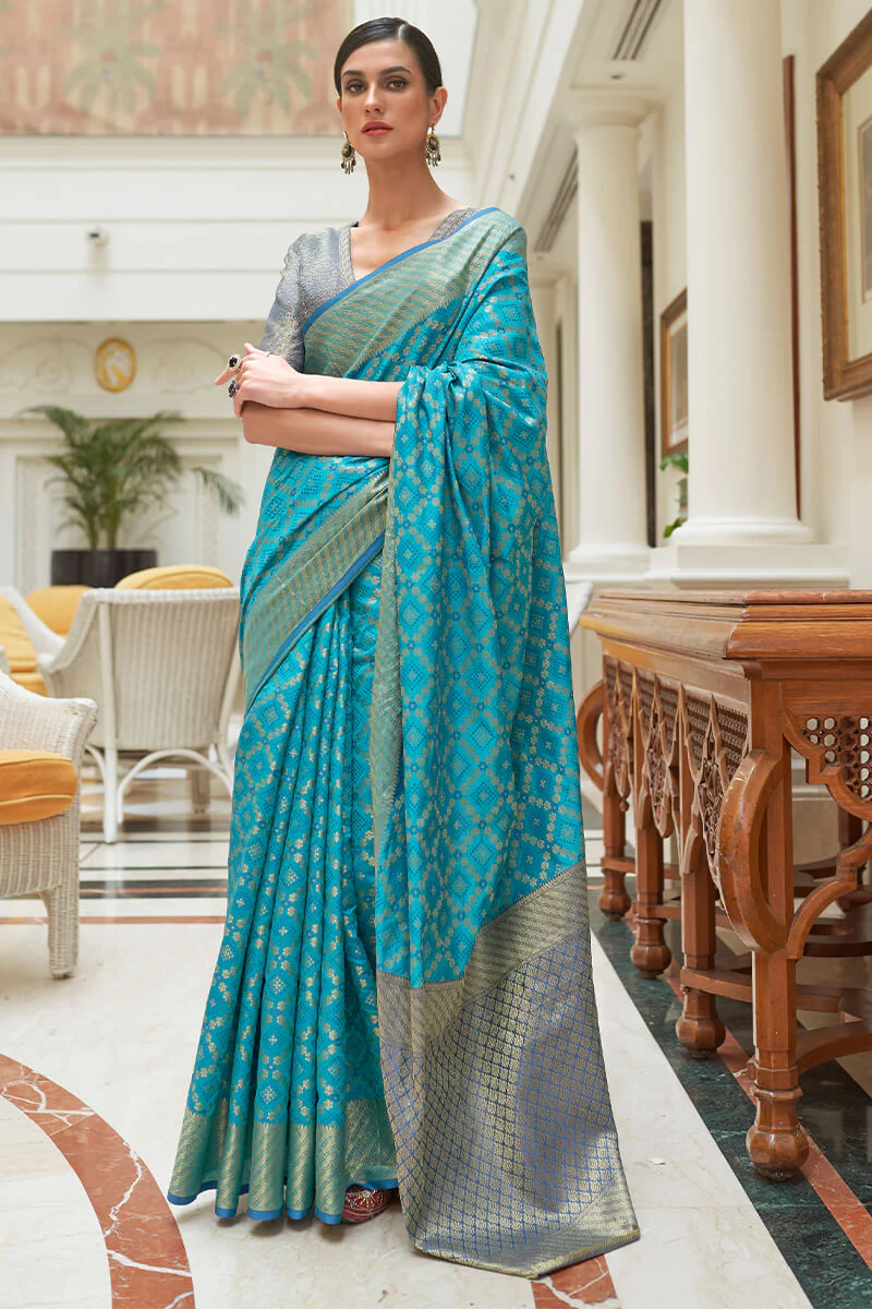 Ocean Teal Patola Print