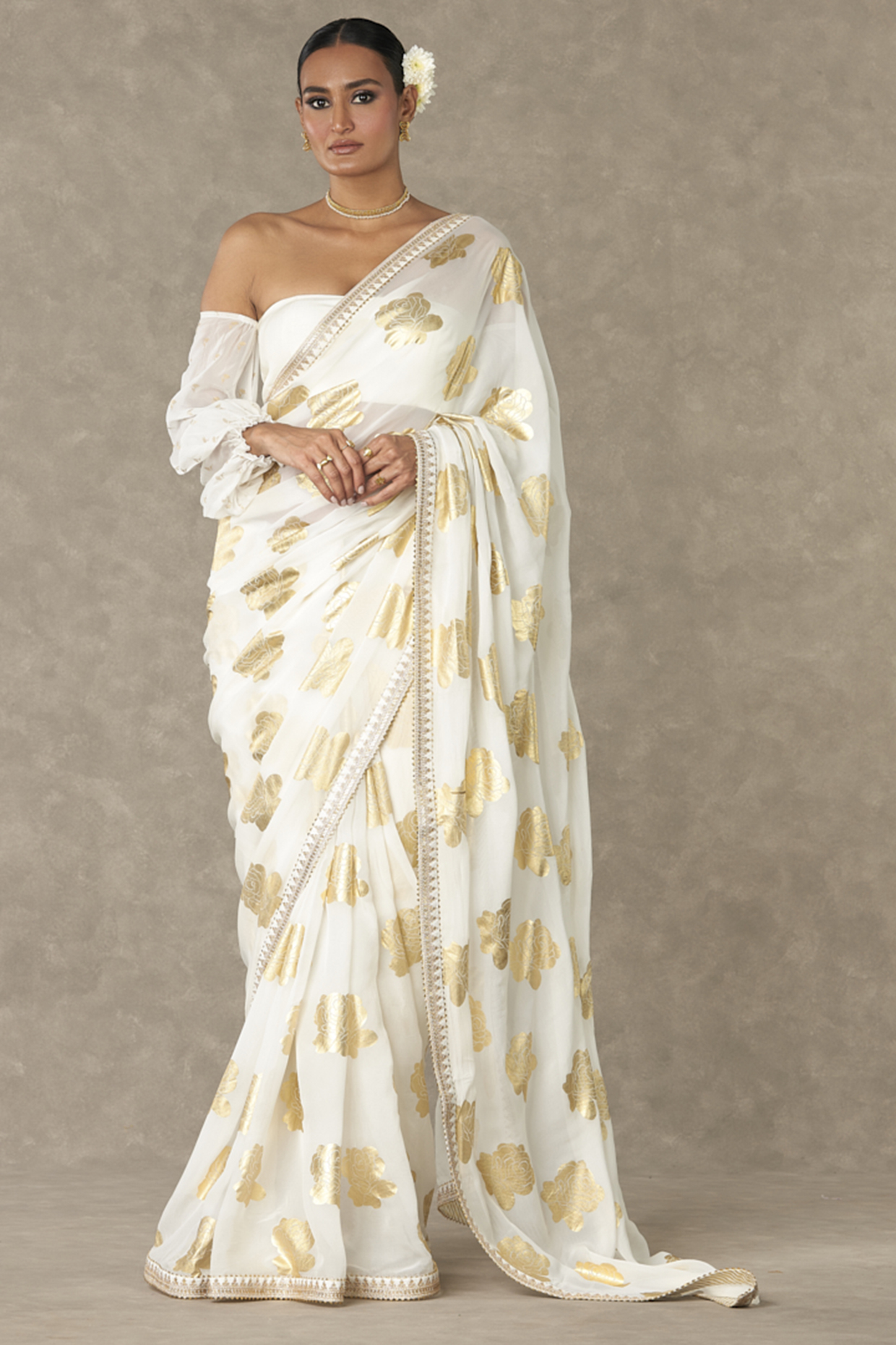 Ivory Gold Foil Drape